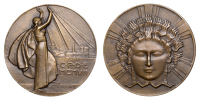 FRANCE, 25e anniversaire de la Compagnie Parisienne de Distribution d’Éléctricité, 1932, an Art Déco bronze...