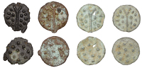 British Iron Age, DUROTRIGES, Uninscribed issues, cast bronze Units (4), Hengistbury Multi Dots type, spike through...