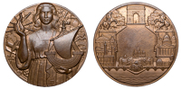 FRANCE, Paris, 1950, an Art Déco bronze award medal by P. Turin, female figure of Paris holding the symbols of the...