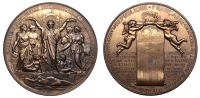 FRANCE, Exposition Universelle, Paris, 1878, a bronze medal by E.-A. Oudiné, standing figures in front of...