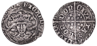 Richard III (1483-1485), Groat, type IIb, London, mm. boar’s head (no. 2) on obv., sun and rose (no. 2) on rev....