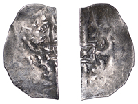 Stephen (1135-1154), Cut Halfpenny, East Midlands variant, Lincoln (?), possibly Godwinus, bust right, holding...