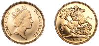 Elizabeth II (1952-2022), Decimal issues, Proof Half-Sovereign, 1988 (M 544G; S SB2). Brilliant, about as struck; in...