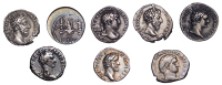 Domitian (81-96), Denarius, 95-6, laureate head right, rev. Minerva standing right on top of rostral column, holding...