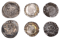 James I, Second coinage, Penny, mm. trefoil, 0.49g/1h (N 2106; S 2661); Commonwealth, Halfgroat, 0.86g/3h (ESC 224;...
