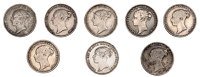 Victoria, Sixpences (8), 1839, 1840, 1844, 1848, 1867 with die no., 1877, 1878, 1884 (S 3908, 3909, 3910, 3912) [8]....