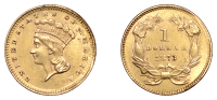 United States of America, Gold Dollar, 1873. Good very fine, edge marks 	 £240-£300