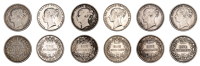 Victoria, Shillings (6), 1852, 1856, 1864, 1872, 1879, 1887 (S 3905-7) [6]. Fine or better	 £100-£120
