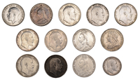 Victoria, Shillings (4), 1887, 1889, 1892, 1901 (S 3026-7, 3940); Edward VII, Shillings (7), 1902 (2), 1904, 1906,...