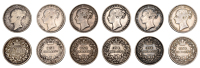 Victoria, Shillings (6), 1842, 1844, 1845, 1853, 1867, 1875 (S 3903-7) [6]. Fine or better	 £100-£120