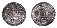 Kings of Mercia, Offa, Penny, Heavy coinage, Canterbury, Ethelmod, +offa rex, in two lines, Mercian m above, rev....
