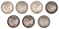 Victoria, Florins (7), 1856, 1867, 1871, 1874, 1880, 1883, 1885 [7]. Fine or better	 £100-£120