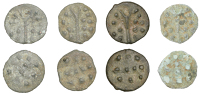 British Iron Age, DUROTRIGES, Uninscribed issues, cast bronze Units (4), Hengistbury Multi Dots type, spike through...