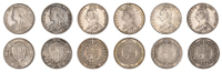 Victoria, Halfcrowns (6), 1887, 1890, 1891, 1892, 1895, 1896 (S 3924, 3938) [6]. Fine or better	 £100-£120