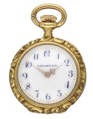 Tiffany & Co. A gold, enamel and diamond-set keyless watch, circa 1900.
Movement: lever escapement, no....