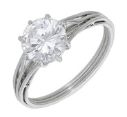 A diamond single stone ring, the brilliant-cut diamond, weighing 1.66 carats, between trifurcated shoulders to a...