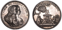 Marriage of William of Orange and Princess Anne, 1734, a silver medal by A. Andeles, jugate draped busts right, rev....