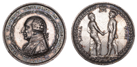 Earl St. Vincent’s Testimony of Approbation, 1800, a silver award medal by C.H. Küchler, uniformed bust left,...