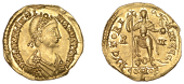 Valentinian III (425-455), Solidus, Rome, 425-26, rosette-diademed, draped and cuirassed bust right, d n pla...
