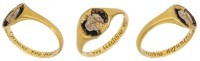A late 16th - early 17th century recusant ‘death head’ memento mori ring, the octagonal shaped bezel centred...