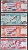 Central Bank of the Bahamas, specimen $1/2, $1, $3, $5, $10, and $20, 1974 (1984), serial numbers A000000, mostly...