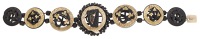 A 19th century Irish gold mounted bog-oak bracelet, composed of graduated carved circular roundels, the principle...