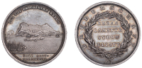Siege of Gibraltar, 1792, a silver medal by L. Pingo, fleet before Gibraltar, rev. bruderschaft, reden lamotte sydow...