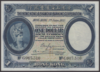 Hong Kong & Shanghai Banking Corporation, $1, 1 June 1935, serial number G967510, Grayburn and Morse signatures,...