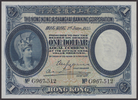 Hong Kong & Shanghai Banking Corporation, $1, 1 June 1935, serial number G967512, Grayburn and Morse signatures,...