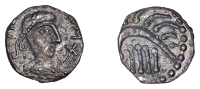 Early Anglo-Saxon Period, Sceatta, Secondary series, Ecclesiastical issues, Series T derivative, type 9, mo[neta...