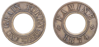 India, British India, Bengal Famine, brass Grain Token for One Rupee, 1874, 26mm (Prid. 32; KM. Tn2). Very fine	...