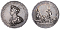Medallions, Capture of Gibraltar and Naval Engagement off Malaga, 1704, a silver medal by J. Croker, draped bust of...