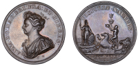 Medallions, Capture of Gibraltar and Naval Engagement off Malaga, 1704, a bronze medal by J. Croker, draped bust of...