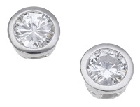 A pair of 18ct gold and diamond ear studs, the brilliant-cut diamonds in rubover settings, Sheffield hallmark, total...