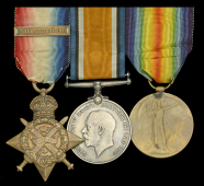 Three: Sergeant J. R. Jones, Royal Welsh Fusiliers

1914 Star, with clasp (9228 Pte. J. R. Jones. 2/R.W. Fus.);...