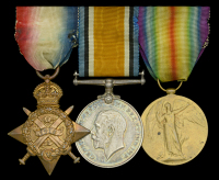 Three: Private J. R. Philip, Scots Guards, who was severely wounded in action during the First Battle of Ypres in...