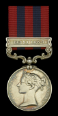 India General Service 1854-95, 1 clasp, Burma 1885-7 (596 Pte. R. Davies 1st. Bn. R.W. Fus.) edge bruising,...