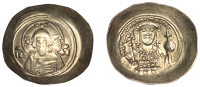 Michael VII (1071-1078), Electrum Histamenon, Constantinople, 1071-8, bust of Christ facing, wearing nimbus...