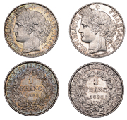 France, Third Republic, Francs (2), both 1888a, Paris (Gad. 465A; KM 822.1) [2]. Both extremely fine	 £60-£80