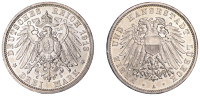 Germany, Lübeck, Free City, 3 Mark, 1913a, Berlin (Jaeger 82; KM 215). Lustrous, good extremely fine	 £100-£120