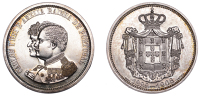 Portugal, Reign of Carlos I, 1908, a silver medal, module of 500 Réis, 32mm, 12.30g. Prettily toned, extremely...