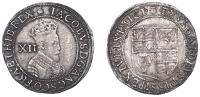 James I (1603-1625), First coinage, Shilling, first bust, mm. thistle, 6.01g/9h (N 2072; S 2645). Abrasions in front...