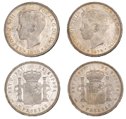 Spain, Alfonso XIII, 5 Pesetas (2), 1898 sgv, Madrid (Cal. 27; KM 707) [2]. Both lustrous, extremely fine	 £100-£120