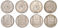 France, Third Republic, 20 Francs (4), 1929, 1933, 1934, 1938 (Gad. 852; KM 879) [4]. Generally extremely fine	...