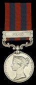 India General Service 1854-95, 1 clasp, Perak (1277. Gunr. G. Kersley. Rl. Arty.) heavy edge bruising and scratch...