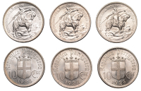 Portugal, Second Republic, 10 Escudos (3), all 1928, Battle of Ourique, Lisbon (Gomes 42.01; KM 579) [3]. All...
