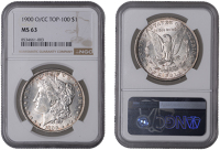 United States of America, Dollar, 1900 o/cc, New Orleans over Carson City (VAM-9 Top 100; KM 110). Light cabinet...