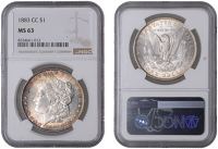 United States of America, Dollar, 1883cc, Carson City (KM 110). Prettily toned, good extremely fine [Graded by NGC...