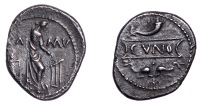 British Iron Age, CATUVELLAUNI and TRINOVANTES, Cunobelin (c. AD 8-41), silver Unit, Cricket type, cvno in tablet,...