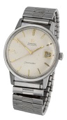 Omega. A stainless steel automatic wristwatch with date, Seamaster, circa 1960.
Movement: automatic.
Dial:...